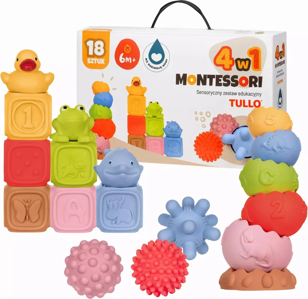Set Educativo Tullo 18 Pezzi: Piramide e Palle Sensoriali Montessori