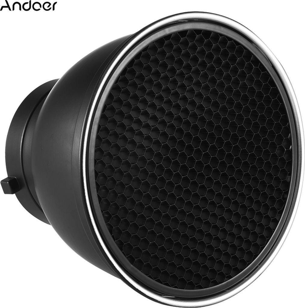 Andoer 7 Zoll Standard Reflektor Diffusor Lampenschirm Schale mit 60 ¡ã Wabengitter fuer Bowens Mount Studio Strobe Flash Light Speedlite