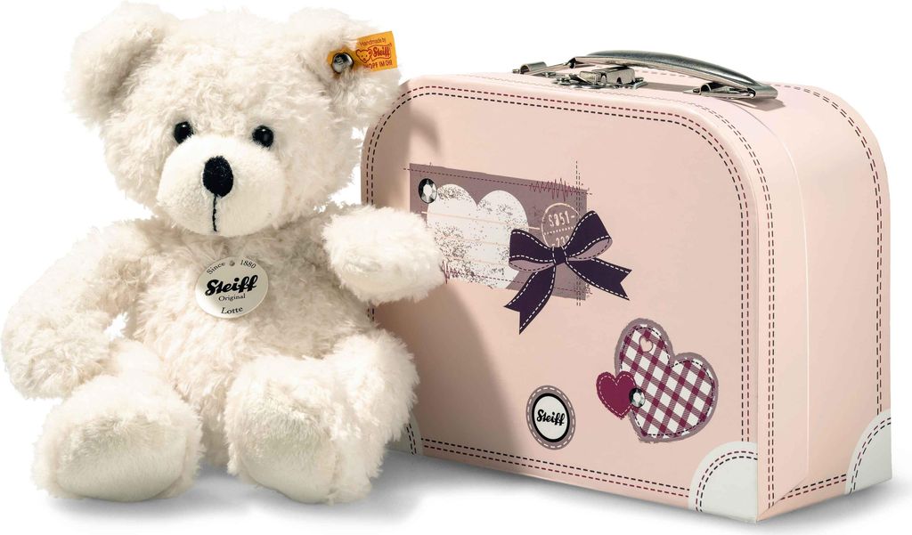 Steiff Teddybär Lotte mit Koffer 28 cm weiß 111563 Produktbild 