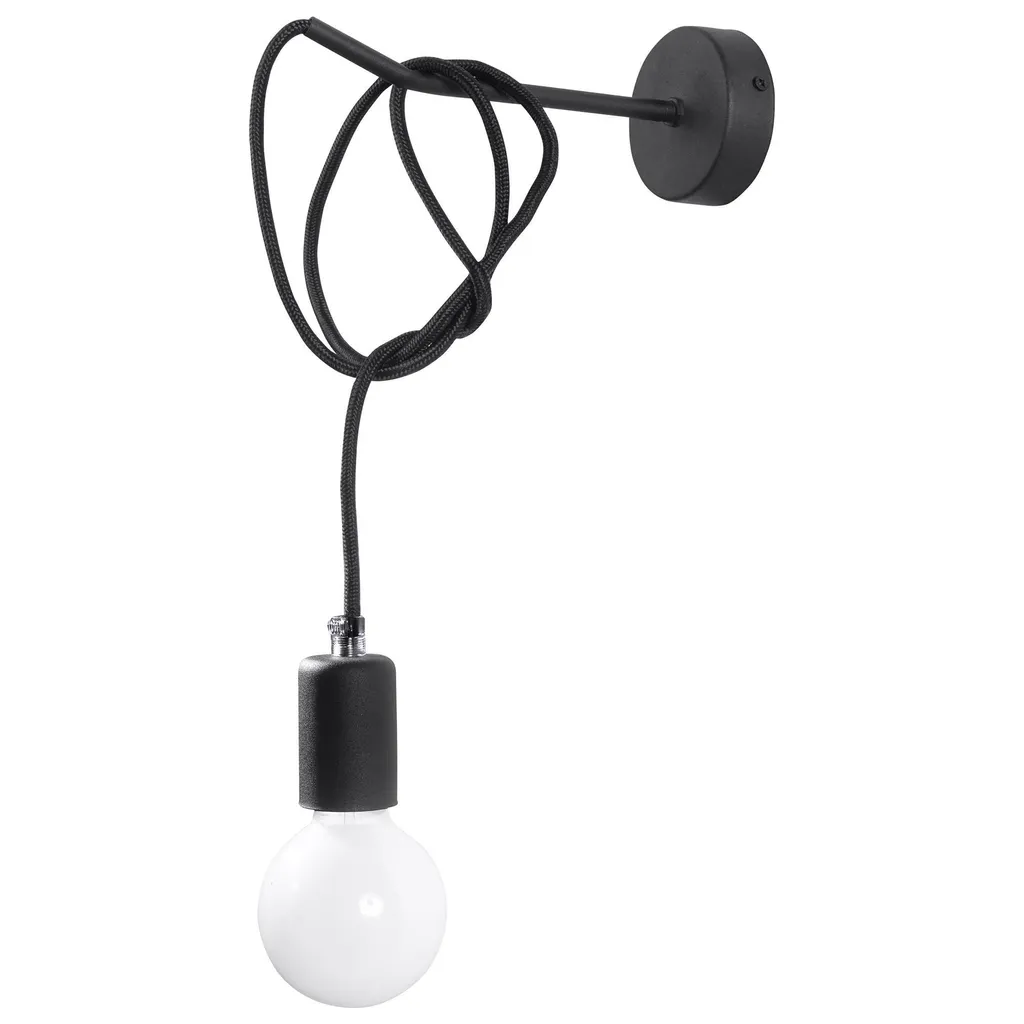 Edison Sollux Nero: Lampada da Parete Artistica in Tessuto E27