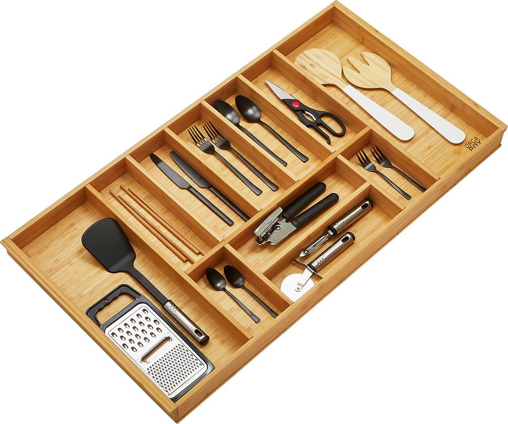 ORGA-BOX-1 BAMBUS Besteckeinsatz mit 11 Fächern für Blum Tandembox / Antaro Schubladen 919 x 473 x 56 mm im 100er Schrank