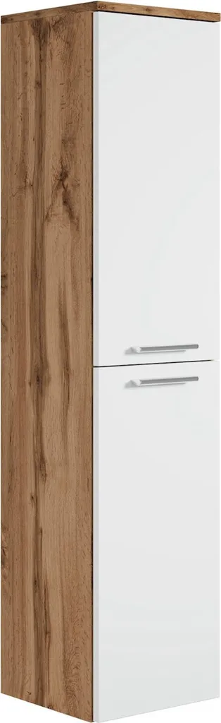 Colonna Bagno Sospesa Saturnus 130 cm Rovere e Bianco | Arredo Salvaspazio