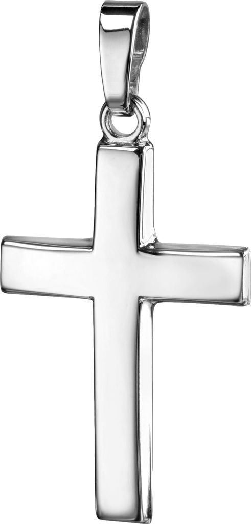 Kreuz Anhänger 14 Karat FÜR Damen aus Weißgold 585 + Etui