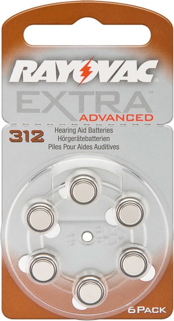 Rayovac Extra Advanced Gr. 312 - 6er Blister Hörgerätebatterien PR41 Braun 24607 312AU-6XEMF