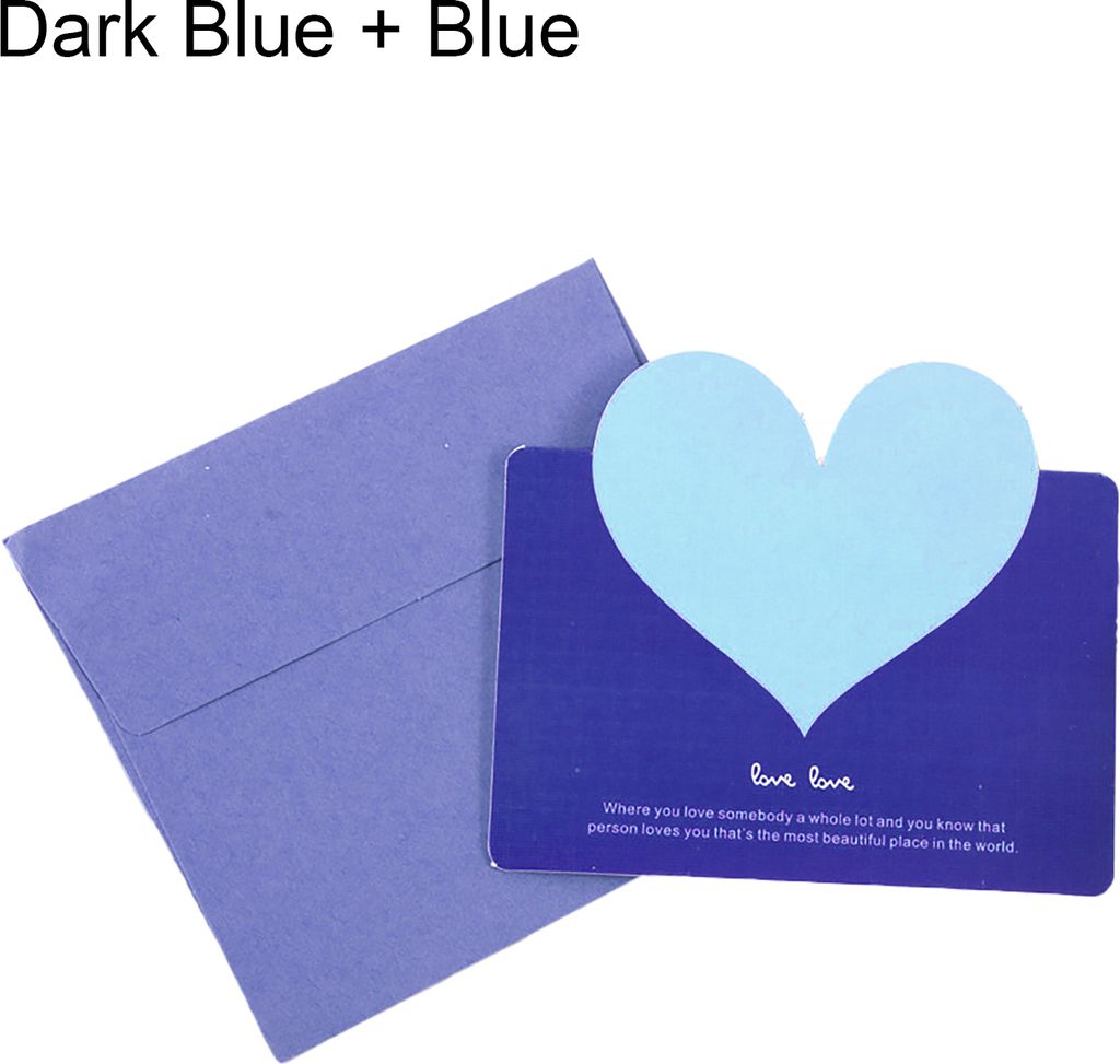 Begrüßungskarte faltbare visuelle Effektpapier kreativer Herzmuster Segen Karte für den Valentinstag-Dunkelblau + Blau