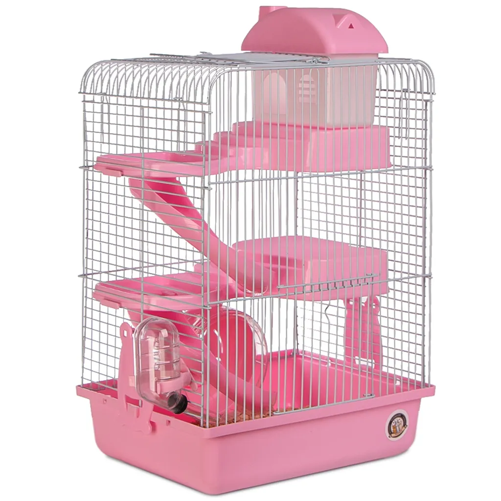 Cage rongeurs tout équipé rose avec kit d'accessoires complet