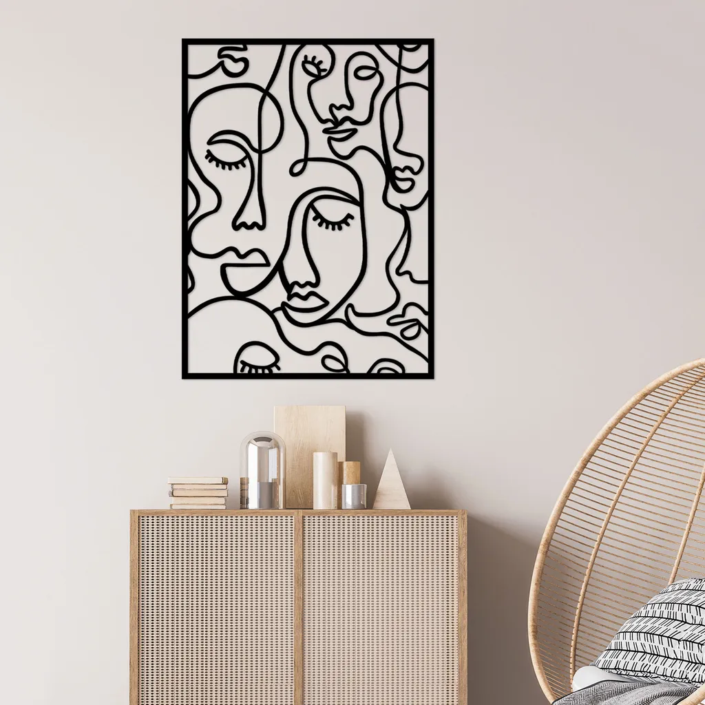 Décoration Murale Salon Noir Métal 52x70cm Wallity Idée Cadeau Maison