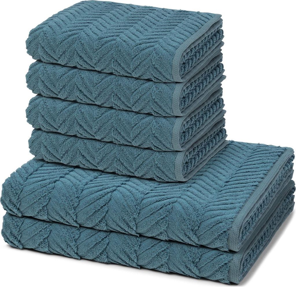 Ross Sensual Skin 4 X Handtuch 2 X Duschtuch im Set Walkfrottee aus Baumwolle 500 g/m², Elegantes Design, Zopfmuster mit gewebter Bordüre