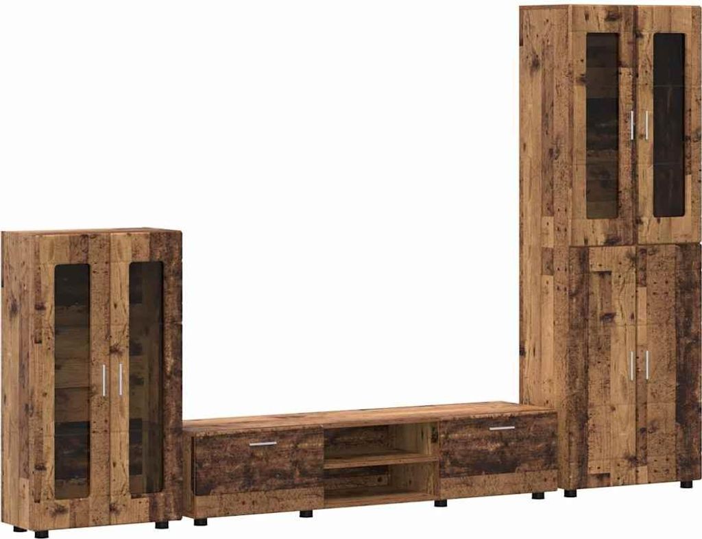 Cloris Designermöbel TV-Schrankset mit Schubladen mit Regal Altholz Holzwerkstoff - TV-Schränke Wohnwände HOMMIE366467