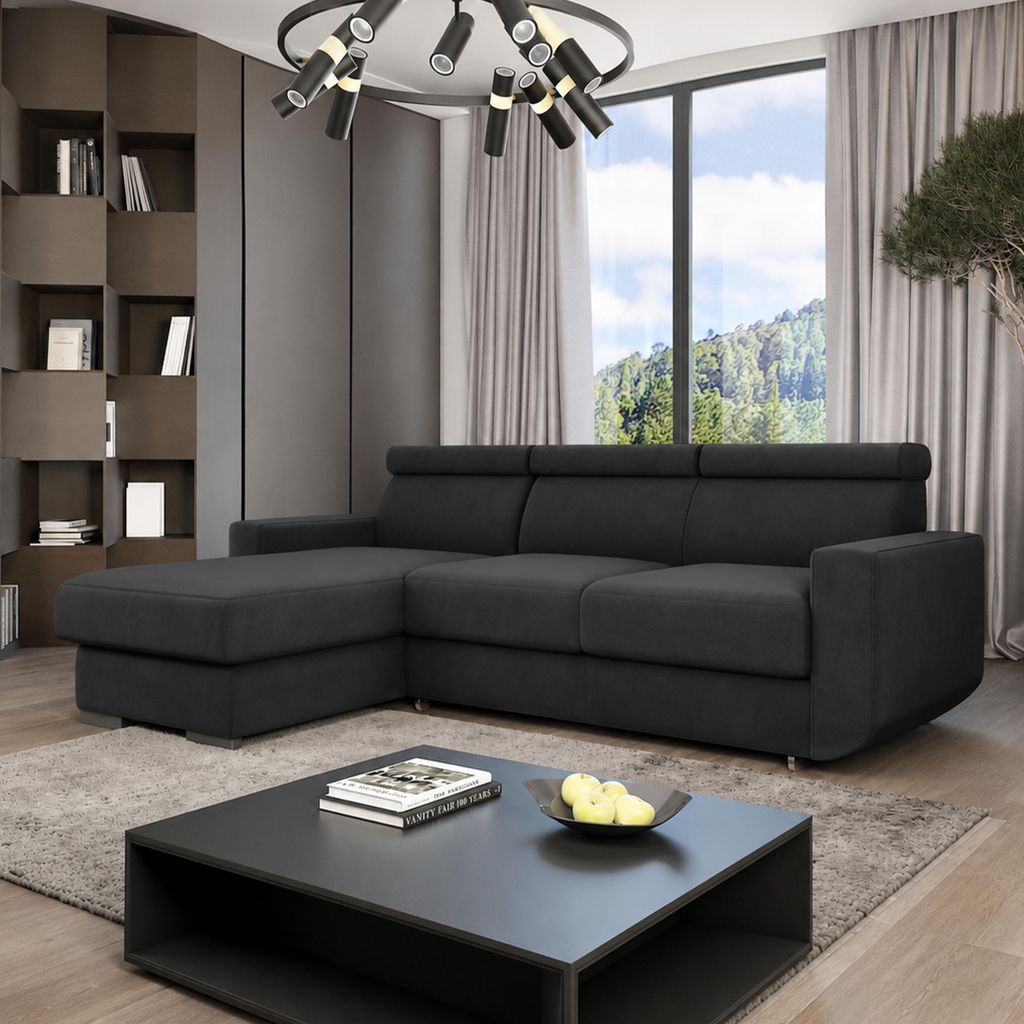 GOLDSTOFF HUGO Ecksofa mit Schlaffunktion und Staurum | Produktbild 