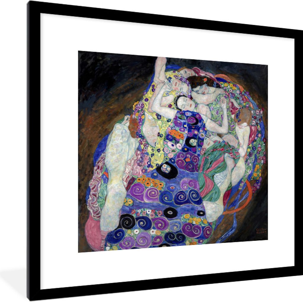 MuchoWow Gerahmtes Poster Die Jungfrau - Gustav Klimt 40x40 cm - Poster mit Schwarzem Bilderrahmen Wandposter Rahmen Foto Bilder - Poster - Plaka...