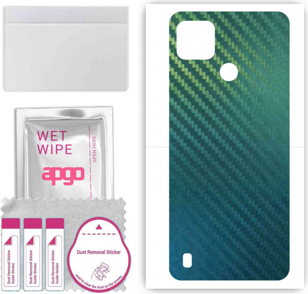 apgo Rückseite Schutzfolie, Skin, kompatibel mit Realme C25 RMX3193, Hinten Displayschutzfolie aus Vinylfolie, kratzfest, einfache Montage - Kohle...