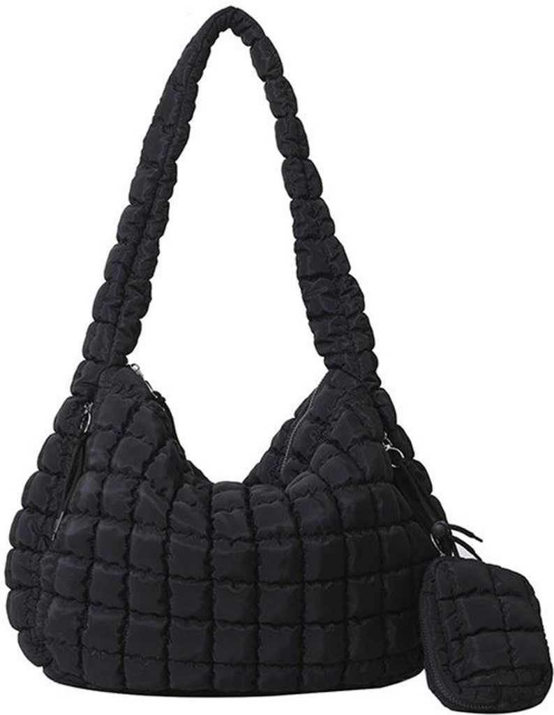 Sac à main matelassé et léger pour femme, noir, avec Image du produit 