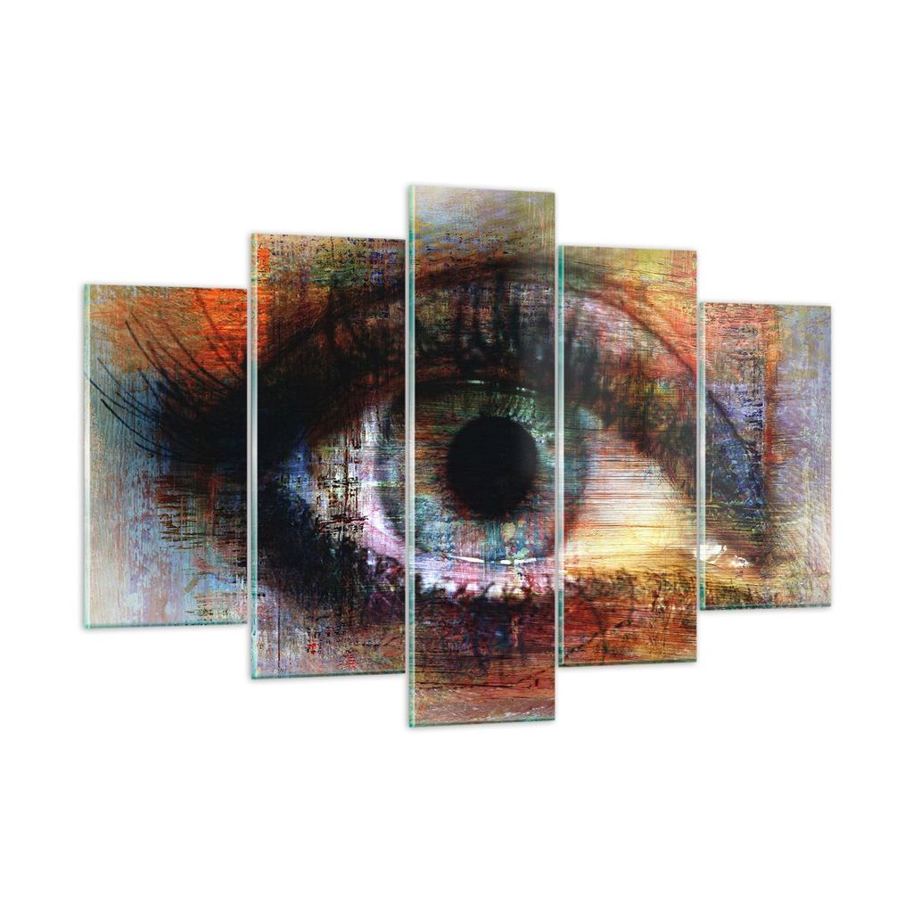 Bilder auf glas - Auge Abstraktion - 150x100cm - Glasbilder - Wandbilder - Kunstdruck - zum Aufhängen bereit - Wanddekoration aus Glas - Glas Bild...