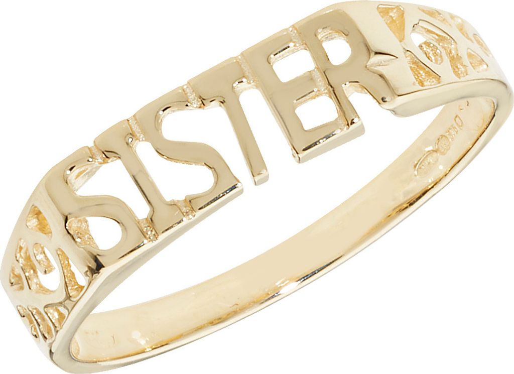9 Karat (375) Gold Damen - Schwesternring / Sister Ring, 54 (17.2); TRS11188RSN