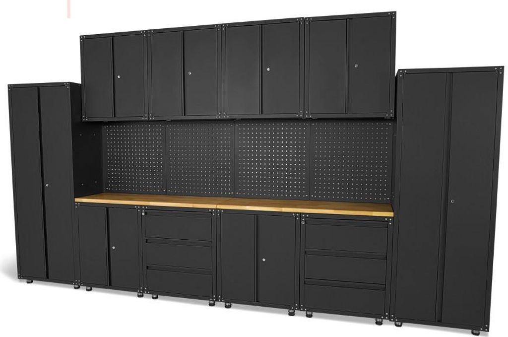 HBM Premium modulares Werkstattsystem, 16-teilig, matt schwarz