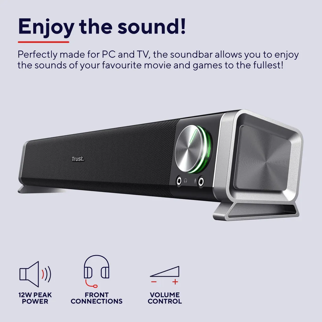 Soundbar PC Trust Asto 21046: Speaker Compatto USB con Jack Frontali - 21