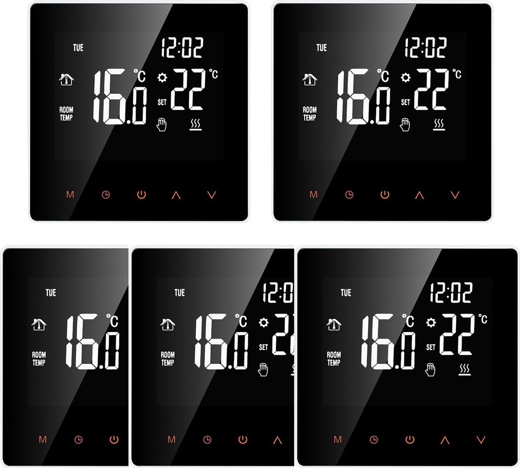 5X Smart Digital LCD Raumthermostat für 16A Elektroheizung Fußbodenheizung Woche Programmierbare Thermostat Innenthermometer Temperaturregler Wan...