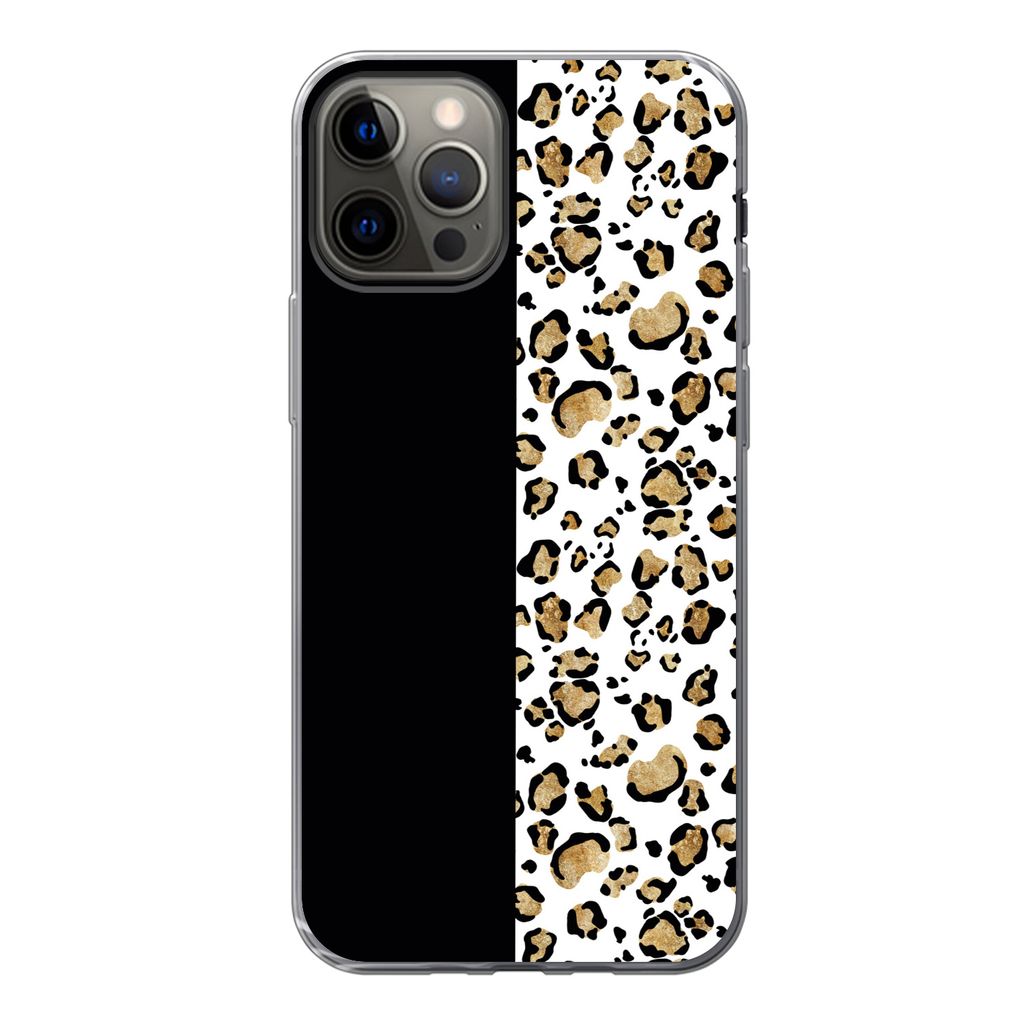 MuchoWow Handyhülle Schutzhülle Hülle für iPhone 12 Pro Panther Druck - Tiere - Aquarell Silikon Softcase Handy Hülle - Abdeckung