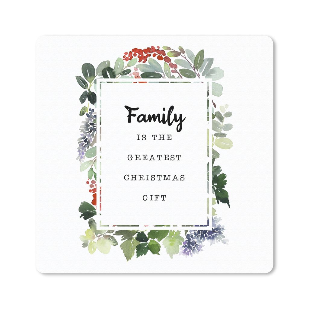 MuchoWow Mauspad Mousepad Weihnachten - Zitat - Familie 20x20 cm - Mousepads - Maus Mat - Pad - Mausunterlage - Desk Mat - Bureauartikeln