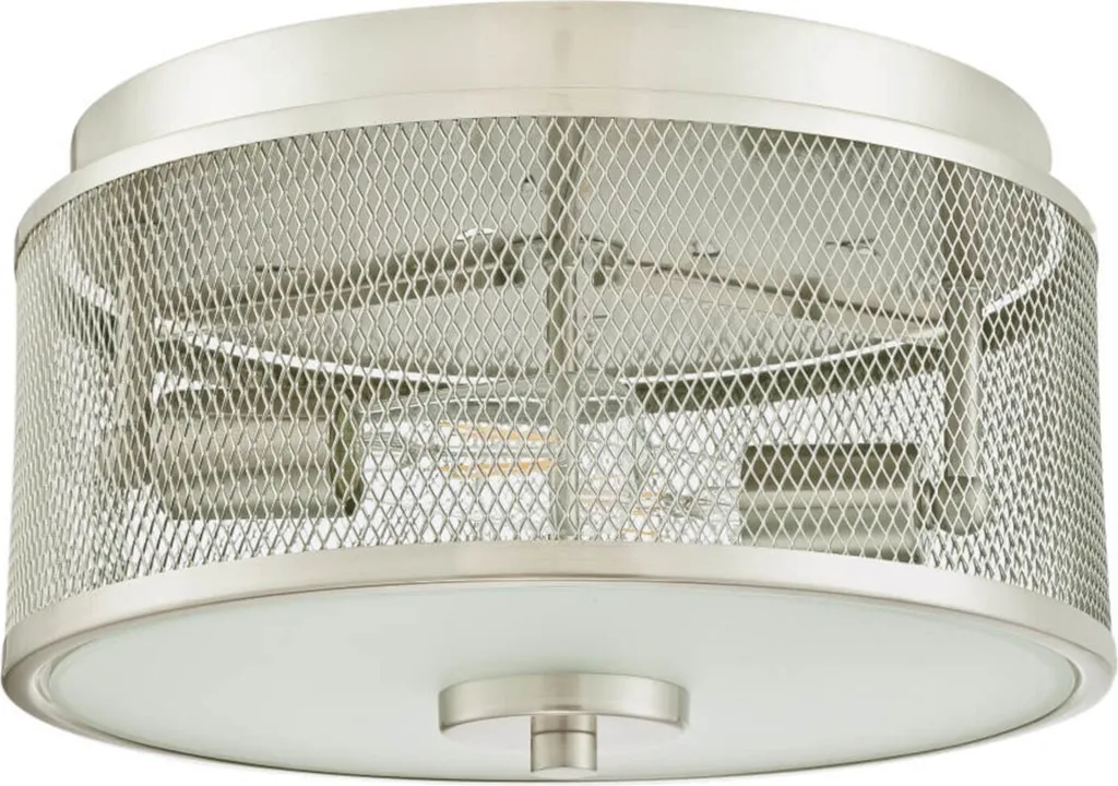Plafonnier Morrison nickel brossé 2 lampes : fini les zones d'ombre