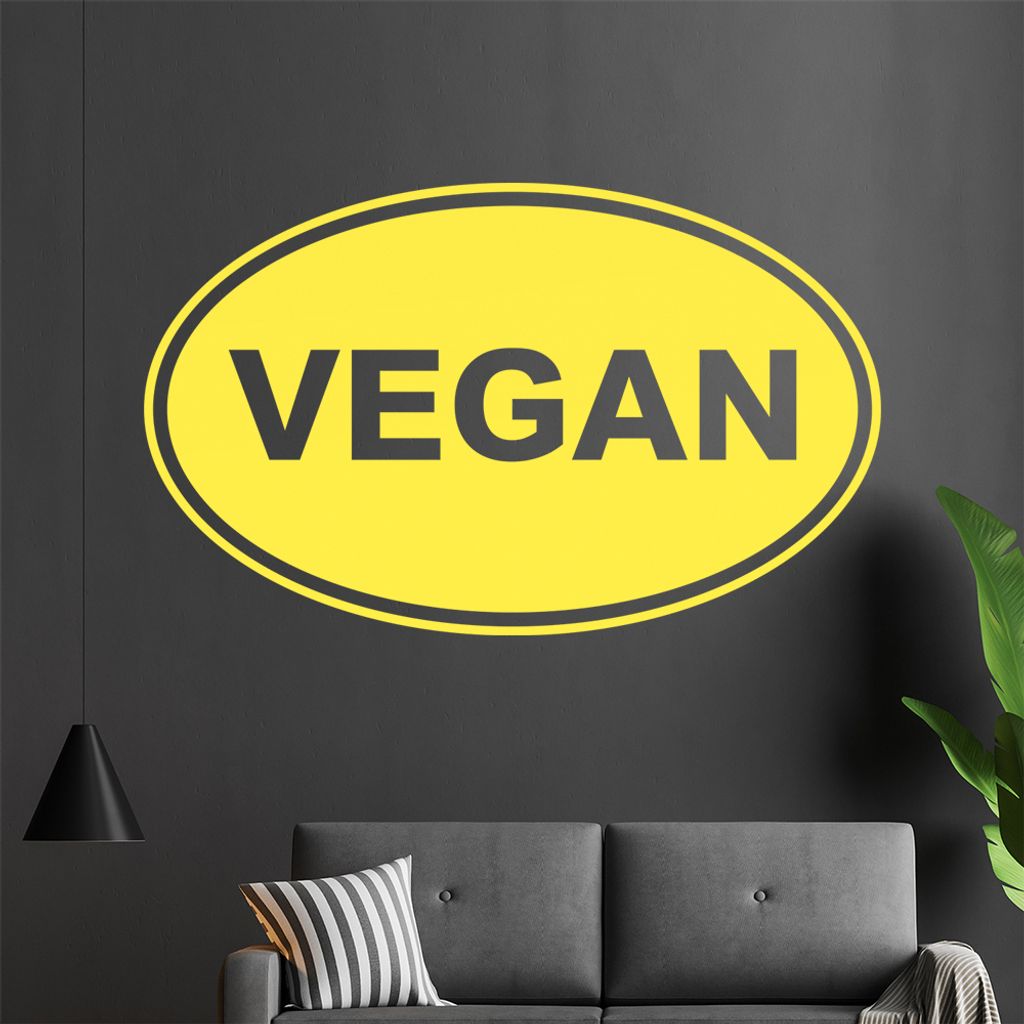 Vegan Wandtattoo in 6 Größen - Wandaufkleber Wall Sticker - Dekoration, Küche, Wohnzimmer, Schlafzimmer, Badezimmer