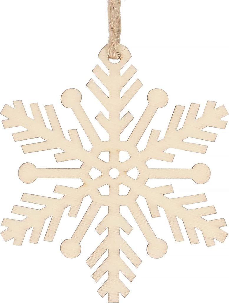 SPRINGOS Christbaumschmuck Anhänger Holzschmuck 6 STK. Schneeflocke Ornament filigran