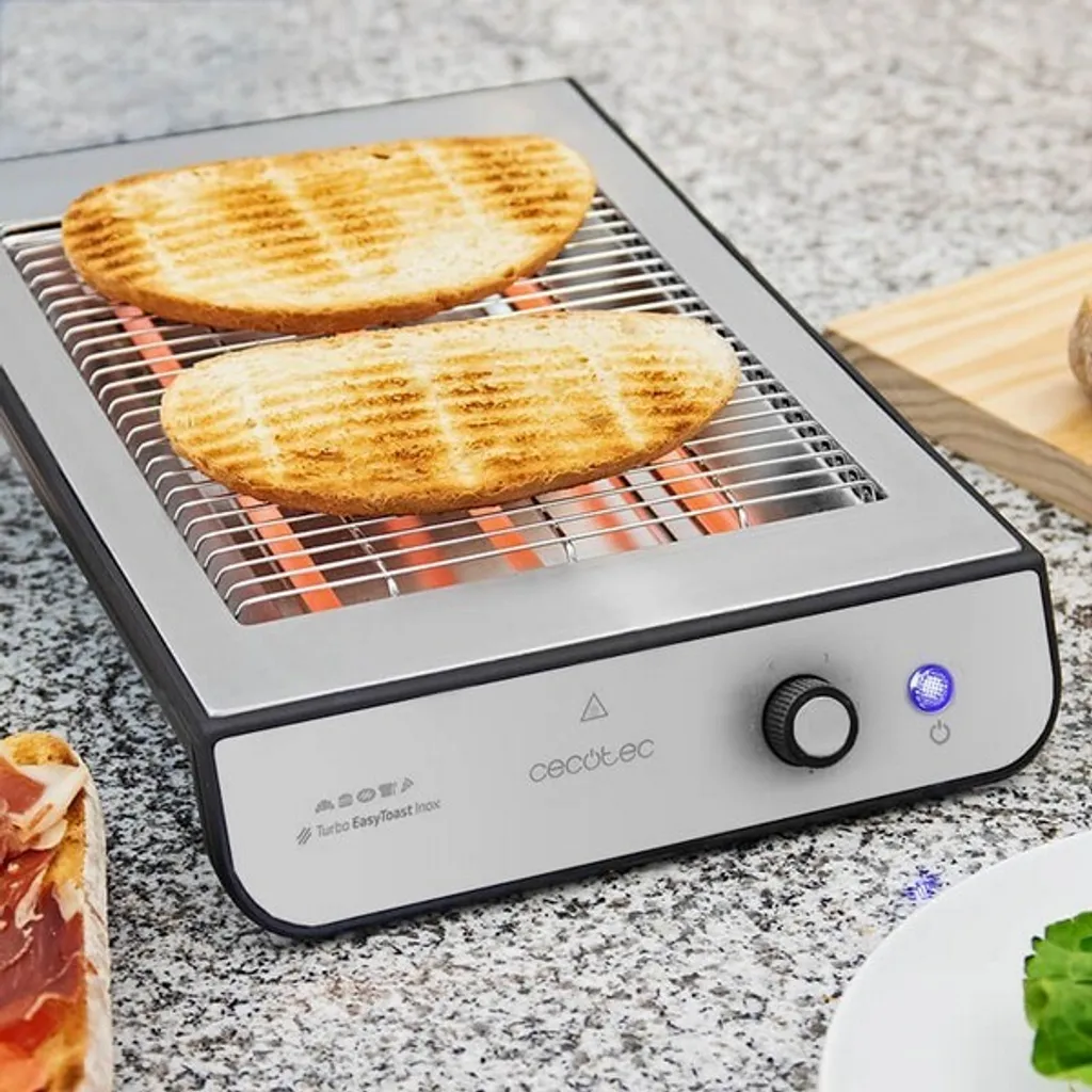 Grille-Pain Horizontal Easytoast 900W en Acier Inoxydable Argenté 08004