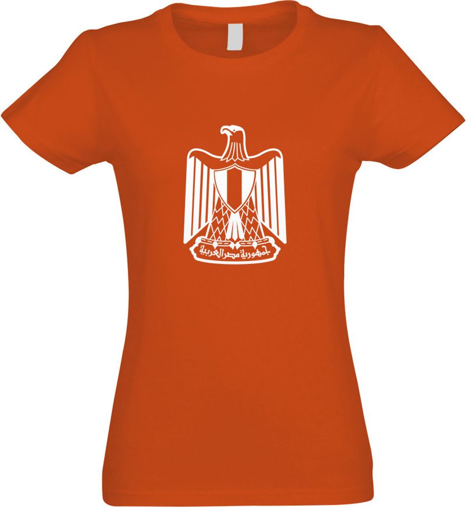 Kiwistar - T-Shirt tailliert - Damen - orange - Ägypten Wappen - mit Motiv Bedruckt - Funshirt Design - Sport - Freizeit - Damen - XXL