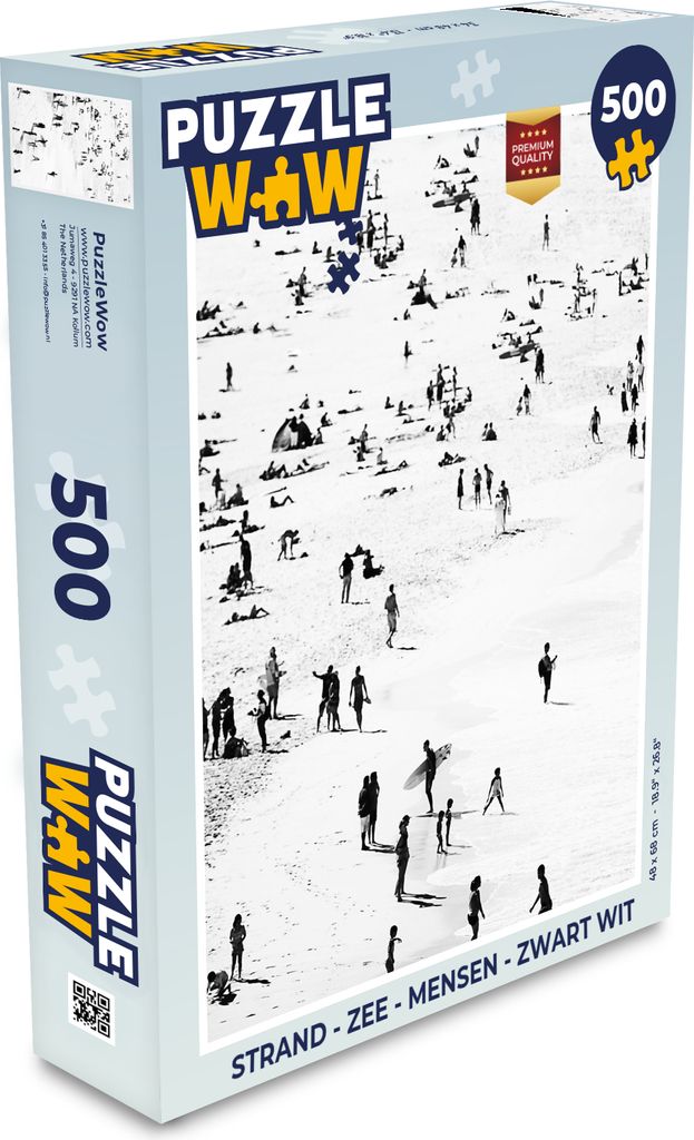 MuchoWow Puzzle 500 Teile Strand - Meer - Menschen - Schwarz und weiß - Denken - Spiel - Toy
