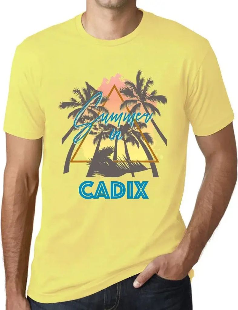 Herren Grafik T-Shirt Palmen Sonnenschein Sommer in Cadix – Palm, Sunshine, Summer In Cadix – Öko-Verantwortlich Vintage Jahrgang Kurzarm Lustige