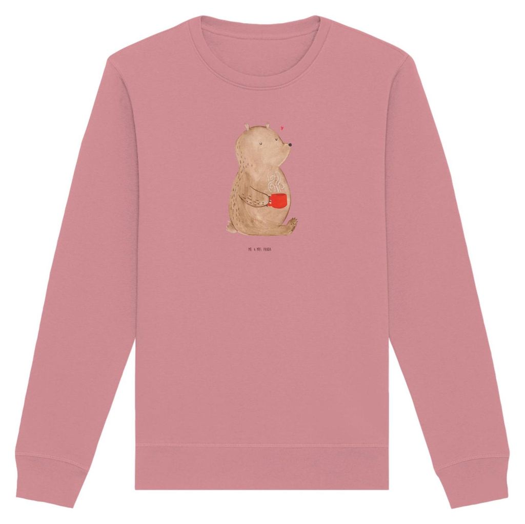 Mr. & Mrs. Panda Nachhaltiger Pullover Bär Morgenkaffee Größe S - Canyon Pink - Geschenk, für Freundin, Organic, Frauen, Valentinstag, Mitbring...