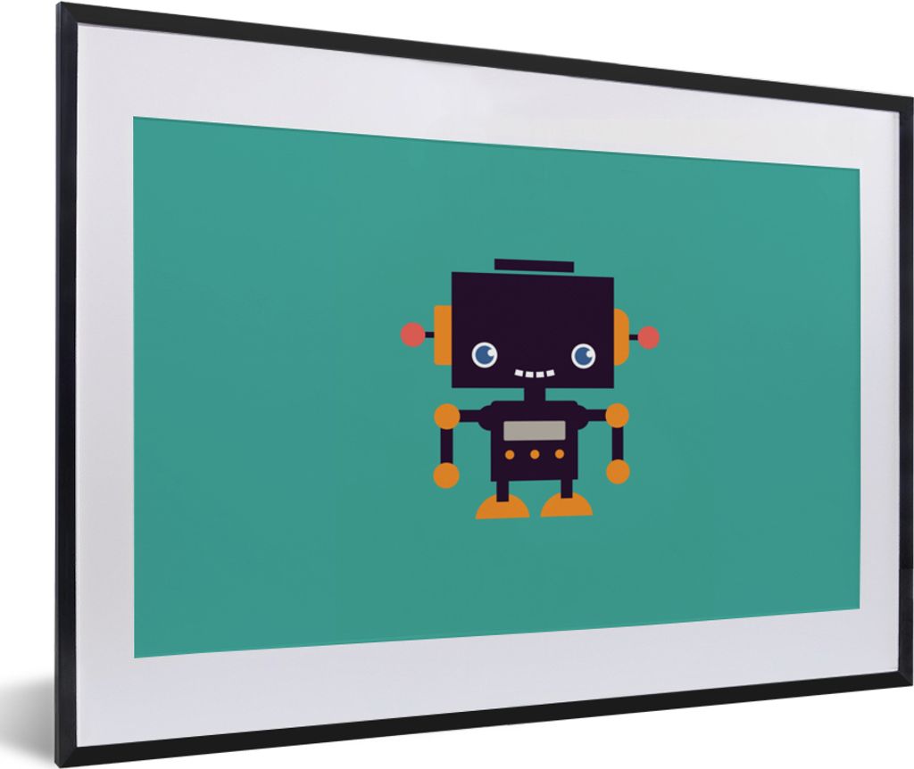 MuchoWow Gerahmtes Poster Roboter - Gesicht - Antenne - Blau - Jungen 60x40 cm - Poster mit Schwarzem Bilderrahmen Wandposter Rahmen Foto Bilder ...