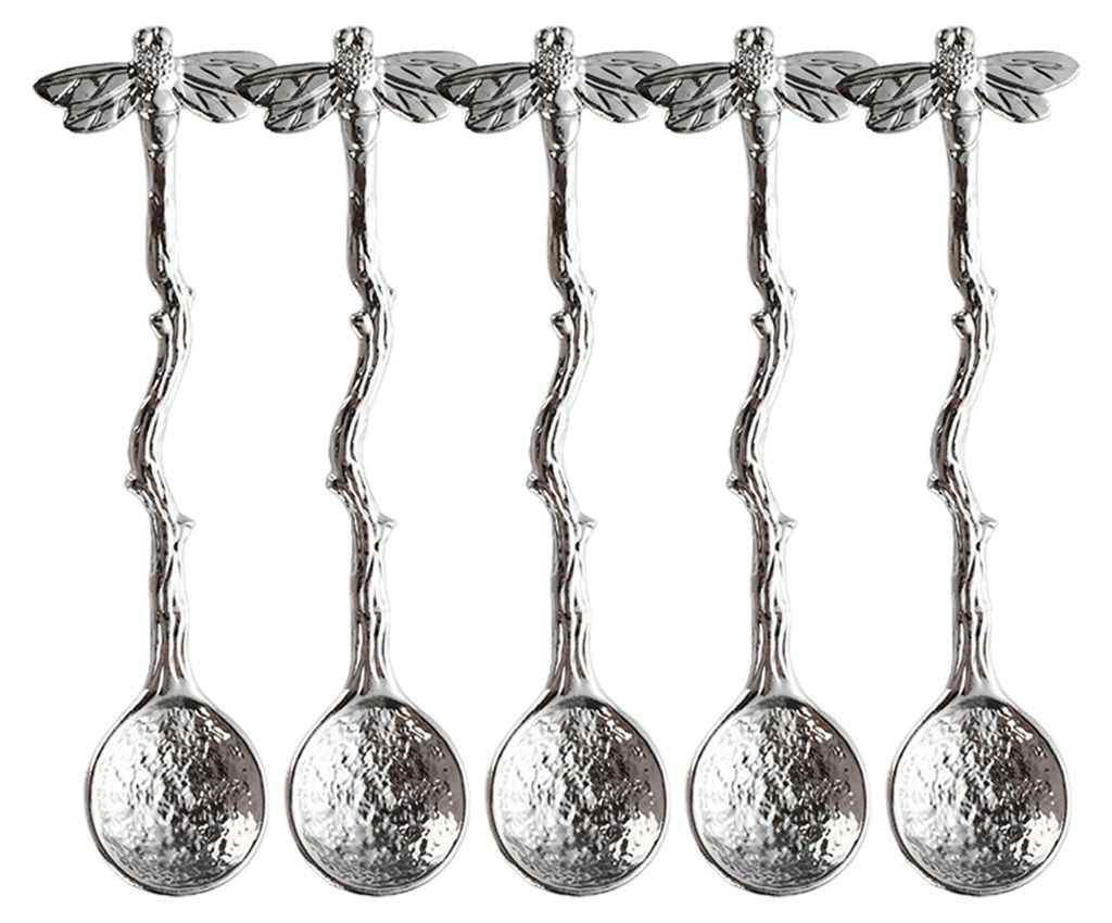 5-teiliges Set Vintage-Kaffeelöffel mit gehämmertem Libellengriff, Eis- und Dessertlöffel für Kaffee, Honig und Marmelade, kunstvolles Geschirr...