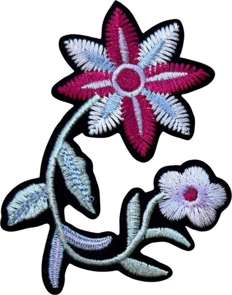 Emblem-Aufnäher mit Blume auf einem Zweig zum Aufbügeln