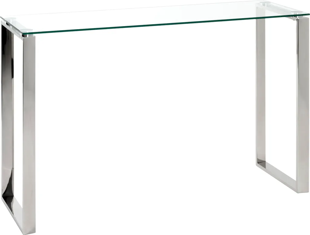 Console en verre de sécurité 8 mm et structure inox brossé 120cm