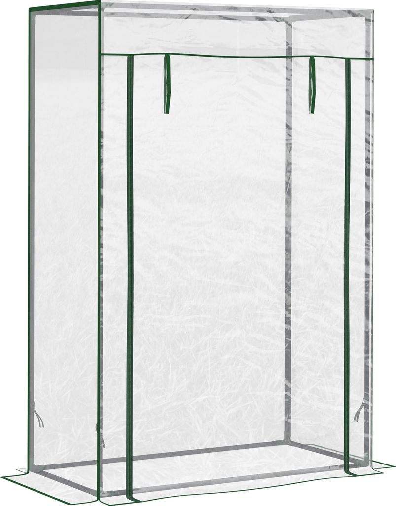 Gewächshaus Treibhaus Tomatenhaus Frühbeet mit Tür zum Aufrollen Stahl Kunststoff Transparent 100x50x150cm