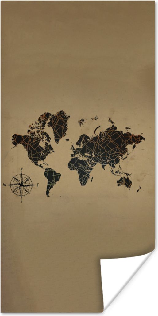 MuchoWow Poster Weltkarte - Design - Vintage 40x80 cm - Dekoration