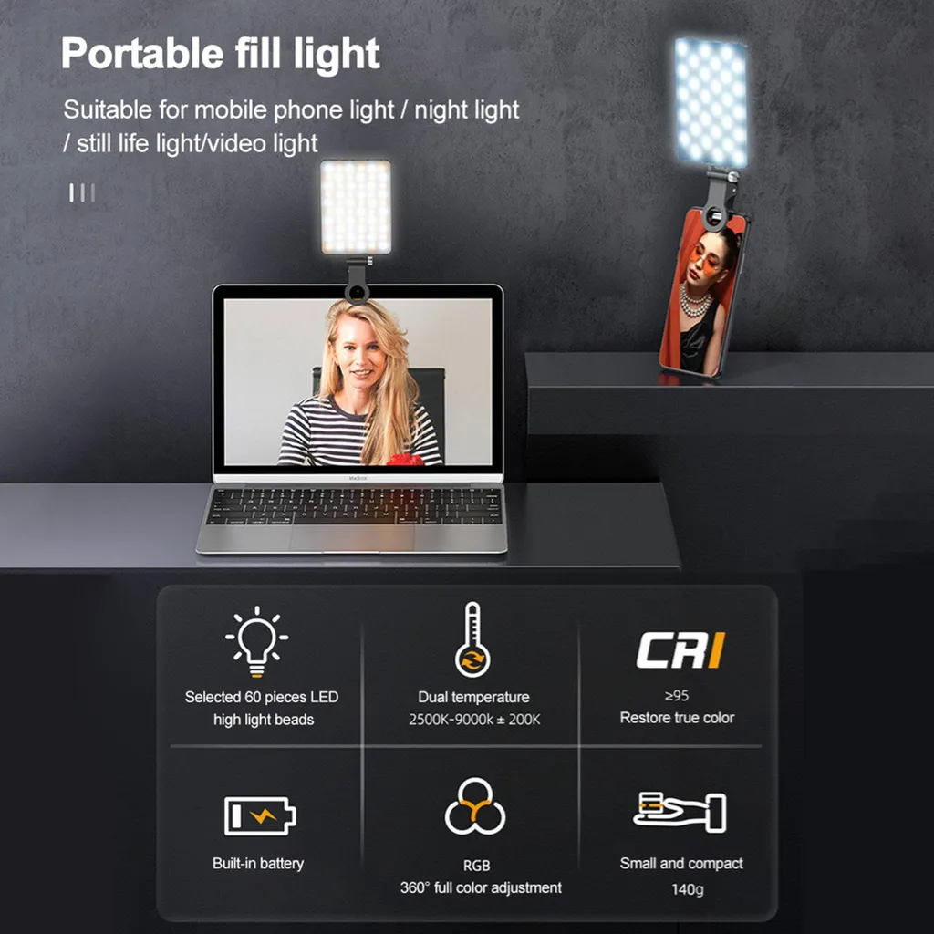 Lampe pour Diffusion en Direct et Home Studio LED avec Batterie Intégrée - 3