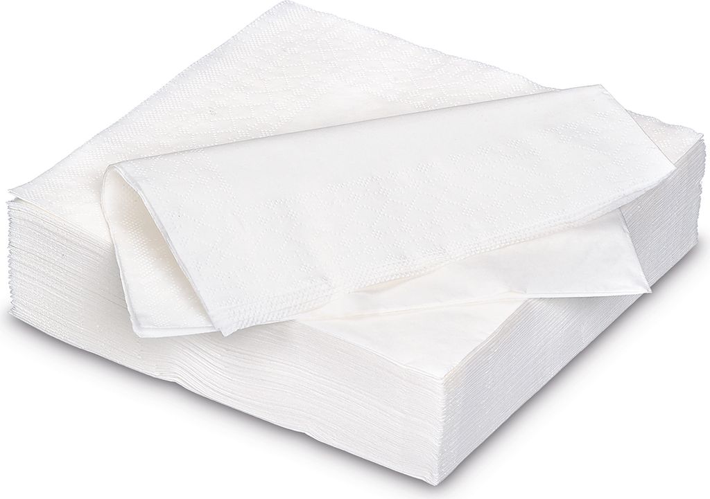 Servietten aus Papier 25x25cm 2-lagig 50 Stück Weiß Produktbild 