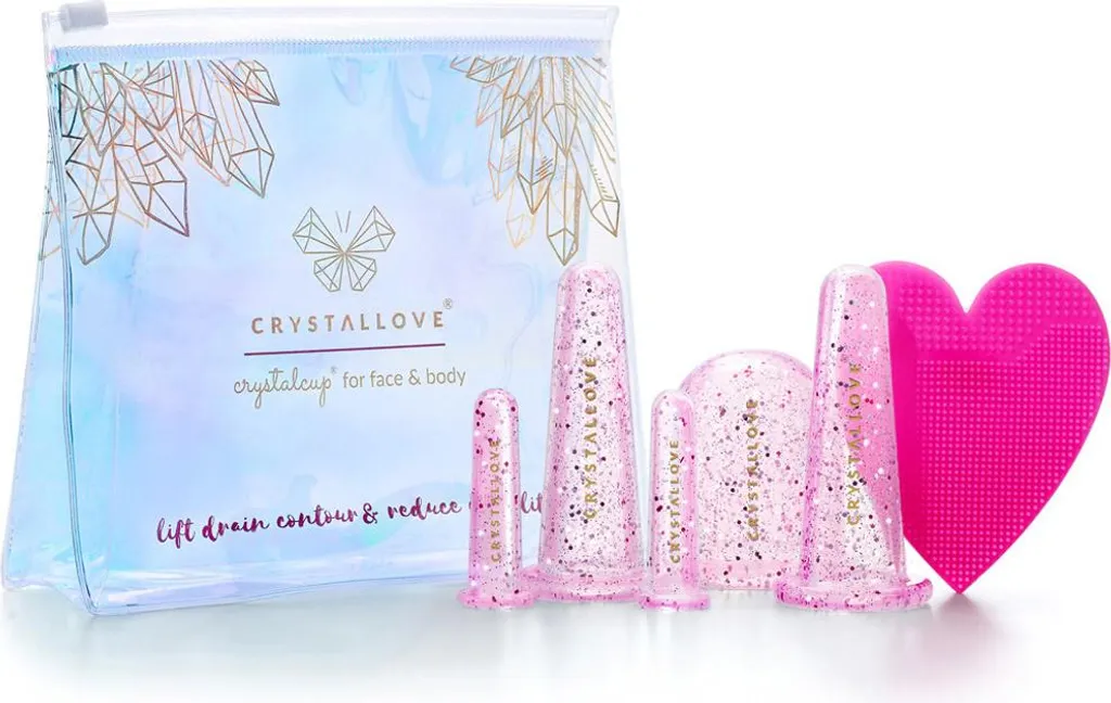 CRYSTALLOVE Ventouses Visage et Corps en Silicone Rose - Set de Massage