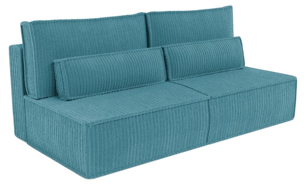Sofa LINO mit Schlaffunktion, Schlafsofa, Wohnzimmersofa, Couch, Soffa, Bettsofa, Kordstoff – Blau TILIA 75