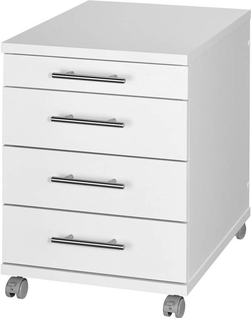 MÖBELPARTNER Rollcontainer weiß 4 Auszüge 42,0 x 50,0 x 52,0 cm