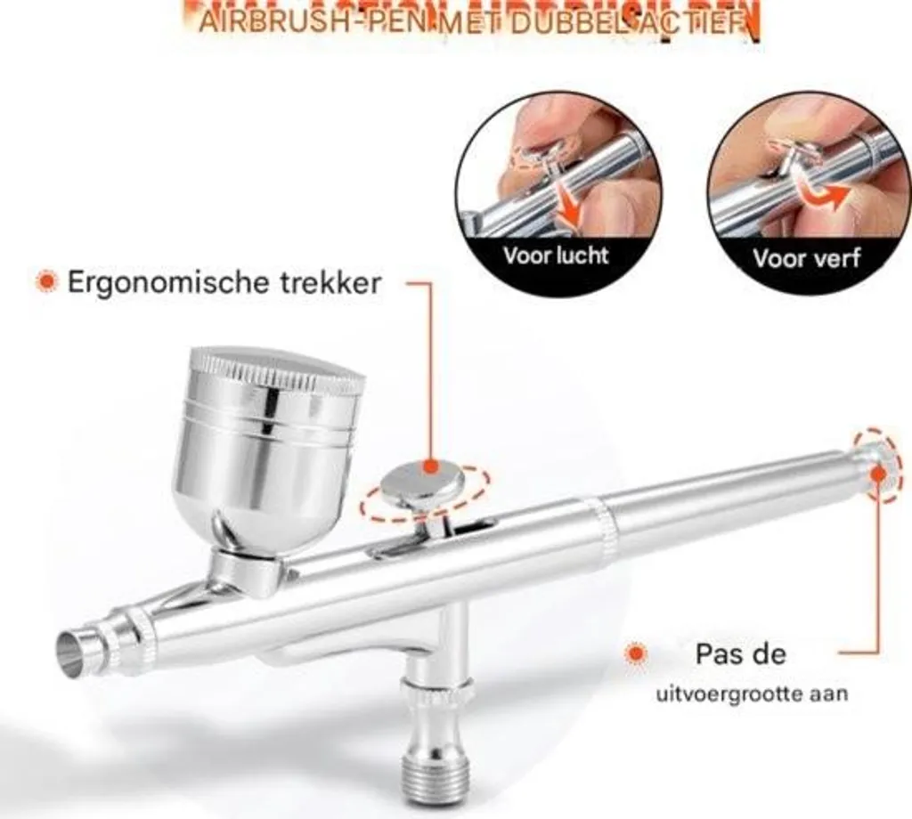 Kit aérographe complet avec compresseur 120W et 3 buses interchangeables