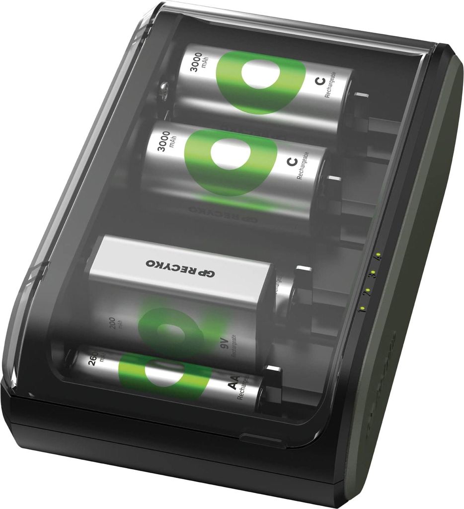 GP Battery B631 Universell Rundzellen-Ladegerät NiMH 9 V Block Micro AAA Mignon AA (GPRCKCHB631426)