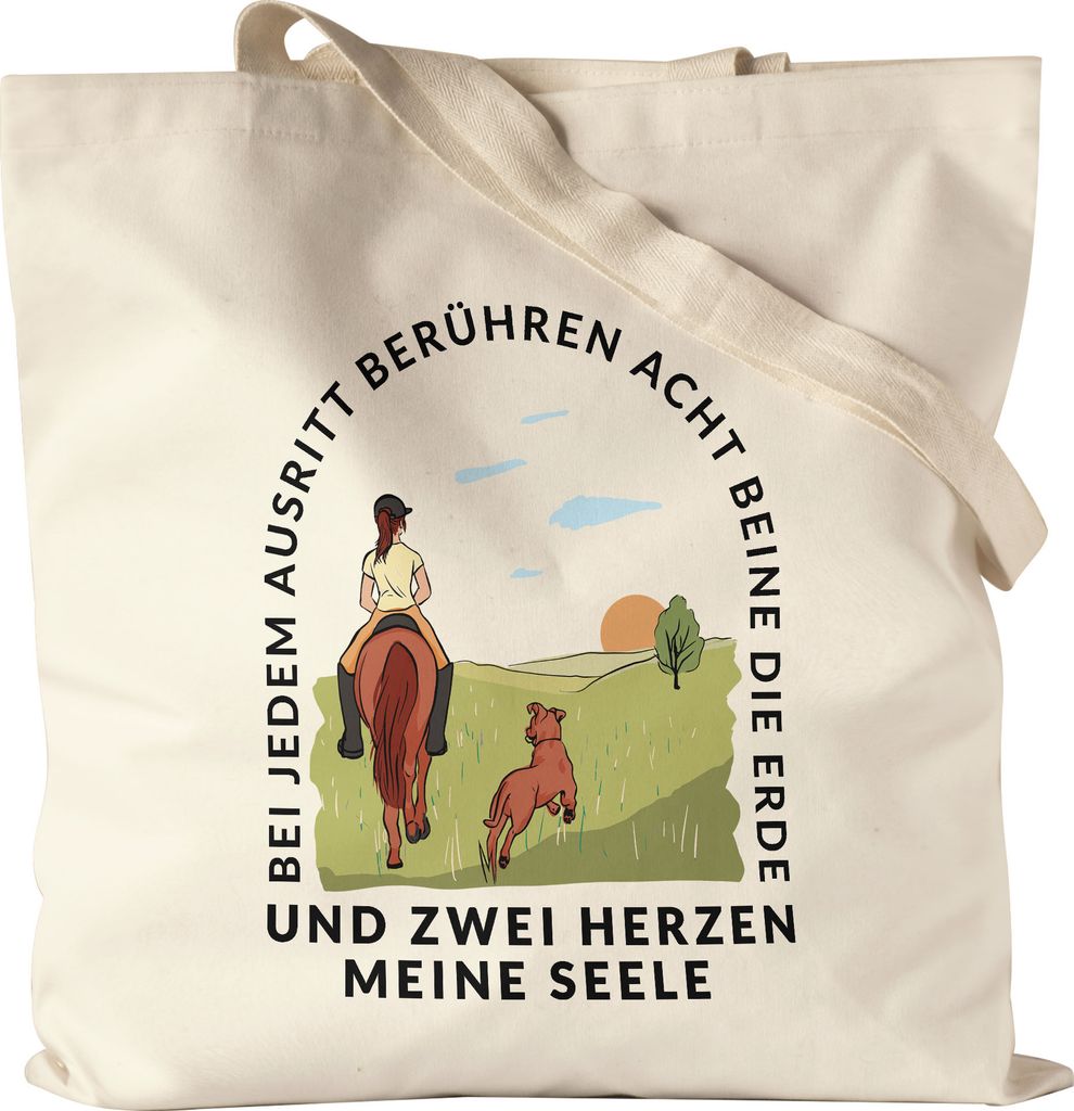 Ausritt Stoffbeutel Jutebeutel Canvas Hunde Pferde Tiere Tierliebhaber Pferdeliebhaber Reiterin Reiten Pony Hobbie Freiheit Seele