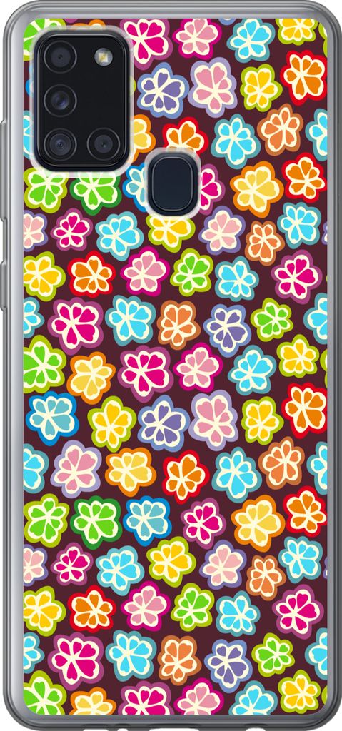 MuchoWow Handyhülle Schutzhülle Hülle für Telefoonhoesje Samsung Galaxy A21s Mädchen - Blume - Schnittmuster - Mädchen - Kinder - Kinder Si...