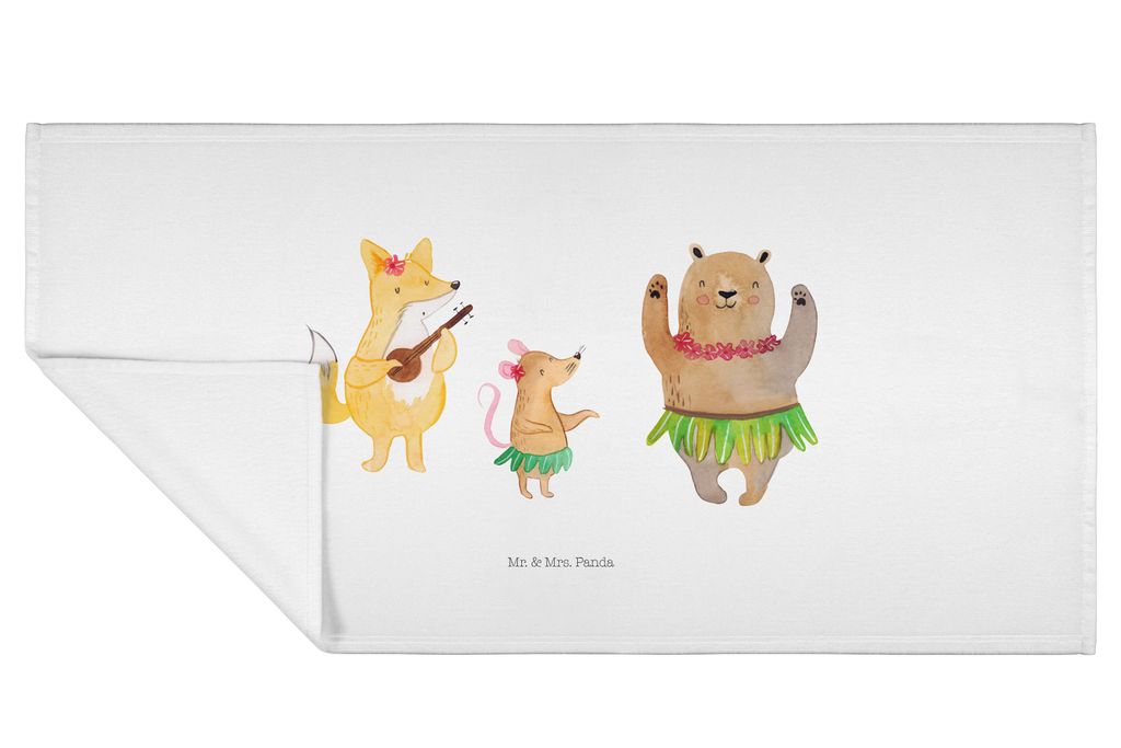 Mr. & Mrs. Panda Frotteehandtuch Waldtiere Aloha - Weiß - Geschenk, Musik, Wald, Hase, 50x100 Handtuch, baumwolle, Igel, kleines, Flauschtuch, Bä...
