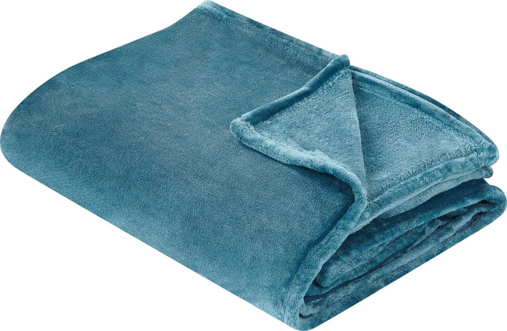 BELIANI Kuscheldecke Blau Polyester Stoff 200 x 220 cm Einfarbig Modern Überwurf für Bett Sofa Couch Sessel Erwachsene Kinder Wohnzimmer Schlafzi...