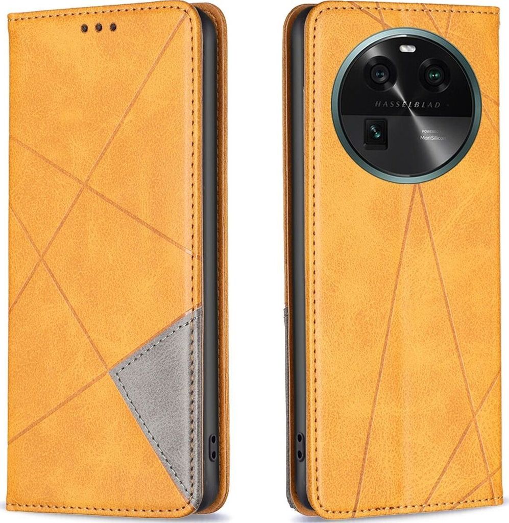 Mobigear Rhombus Slim OPPO Find X6 Hülle Klapphülle - Cognac